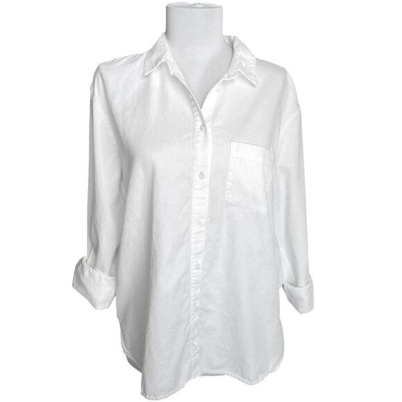 MADEWELL Long Sleeve Button Up Boyshirt SZ M Oversized Classic Basic Minimalist - Picture 1 of 9